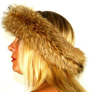Real Raccoon Fur Headband 24 inches
